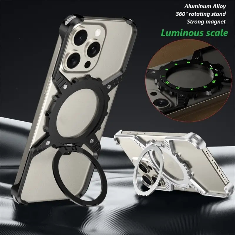 King X Mechanical Gear With Pivot Ring Stand Case For iPhone