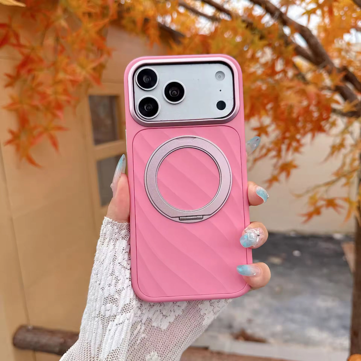 Diagonal Textured Magsafe Ring Phone Case for iPhone