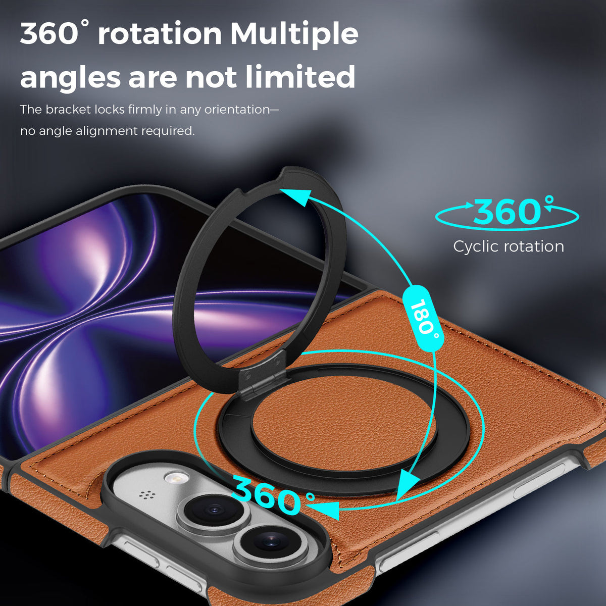 Leather 360 Magnetic Stand Case for iPhone Duo