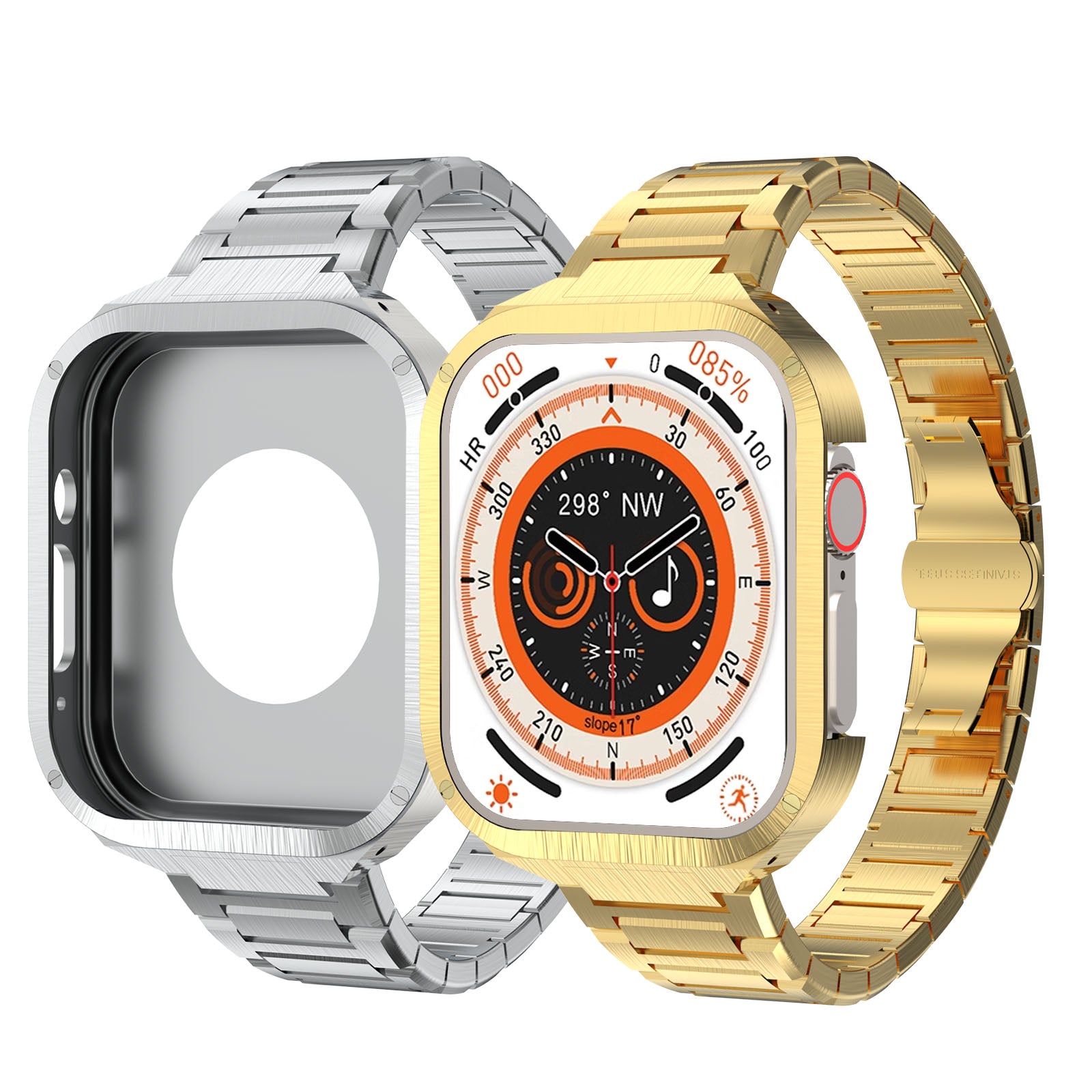Auriglo Premium Metal Case And Stainless Steel Straps For iWatch 49mm ultra