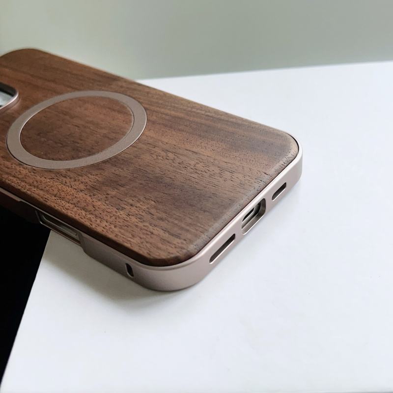 WoodenBack Metal Side Case For iPhone