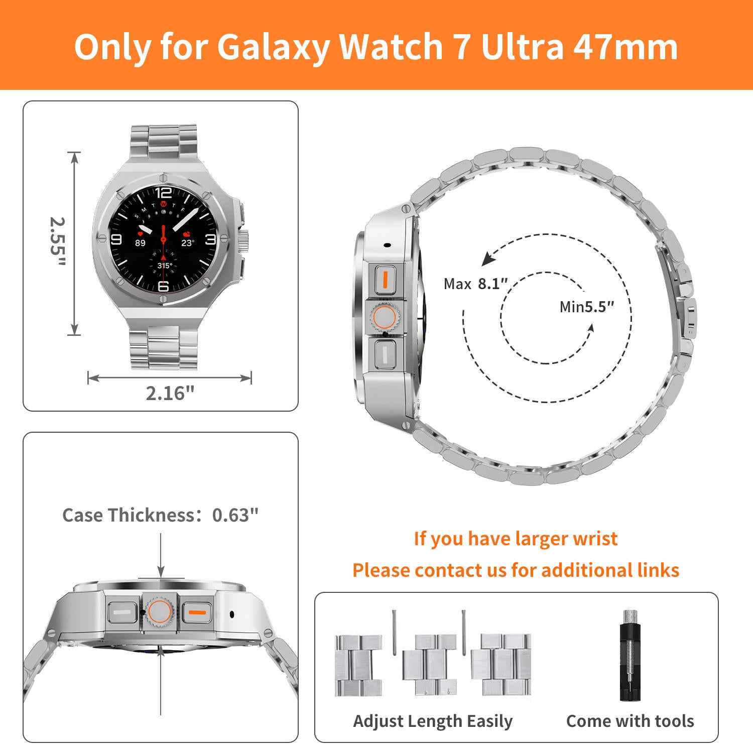 SS Metal Shell For Samsung Watch