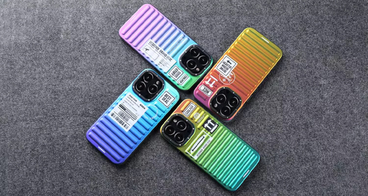 Gradient Color 3D Ribbed Design Case For iPhone