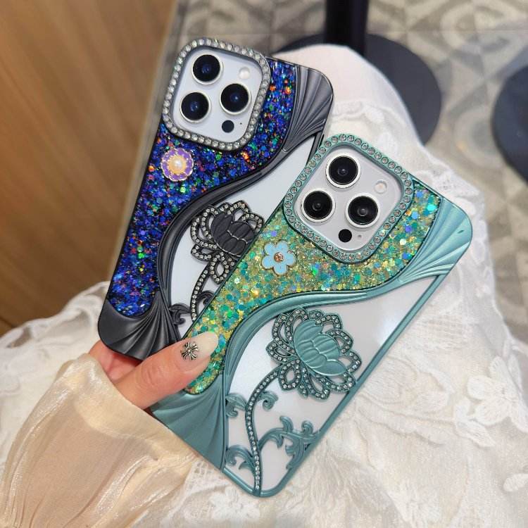 Luxury Glitter Lotus Case For iPhone