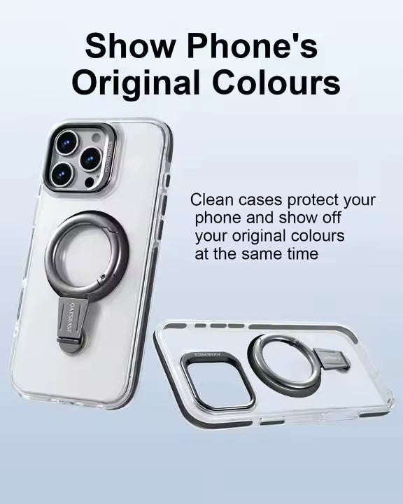 Hanger Metal Ring Transparent Case For iPhone