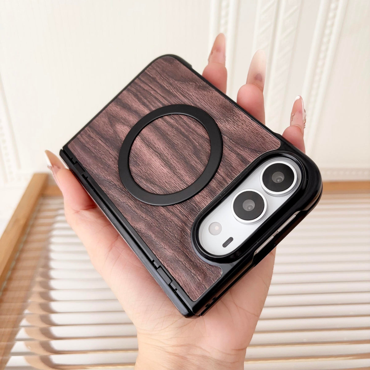 Wooden Texture Shockproof PU Case for iPhone Duo