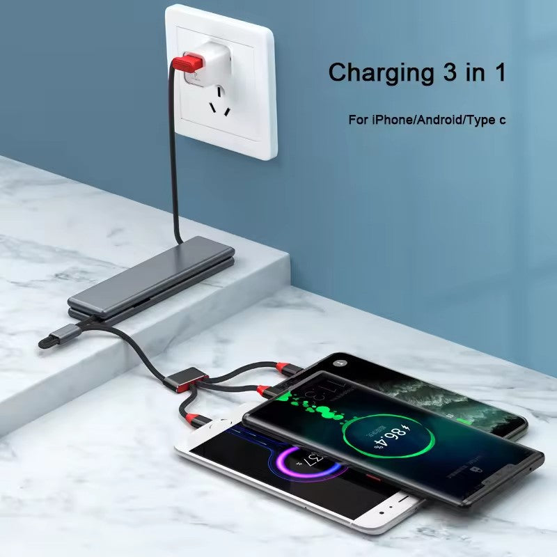 3 in 1 Charging Micro USB Cable For iPhone, Android, Type C