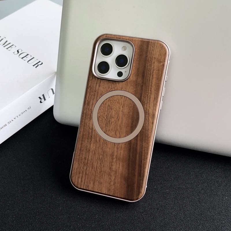 WoodenBack Metal Side Case For iPhone