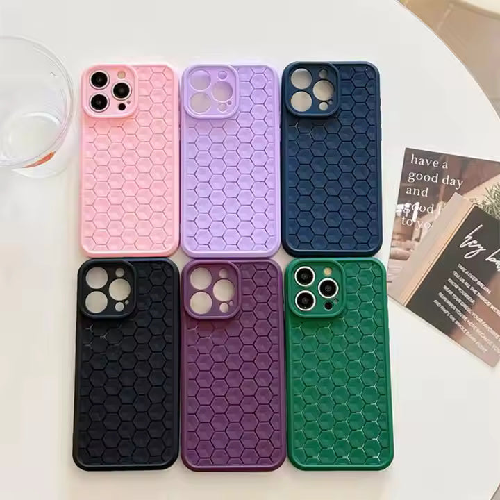 Hexagon Design Heat Dissipation TPU Case For iPhone