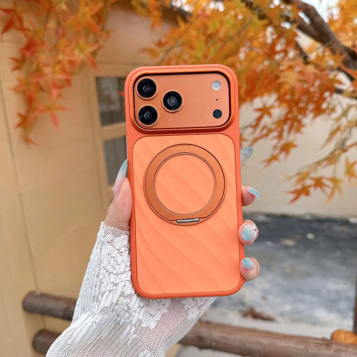 Diagonal Textured Magsafe Ring Phone Case for iPhone