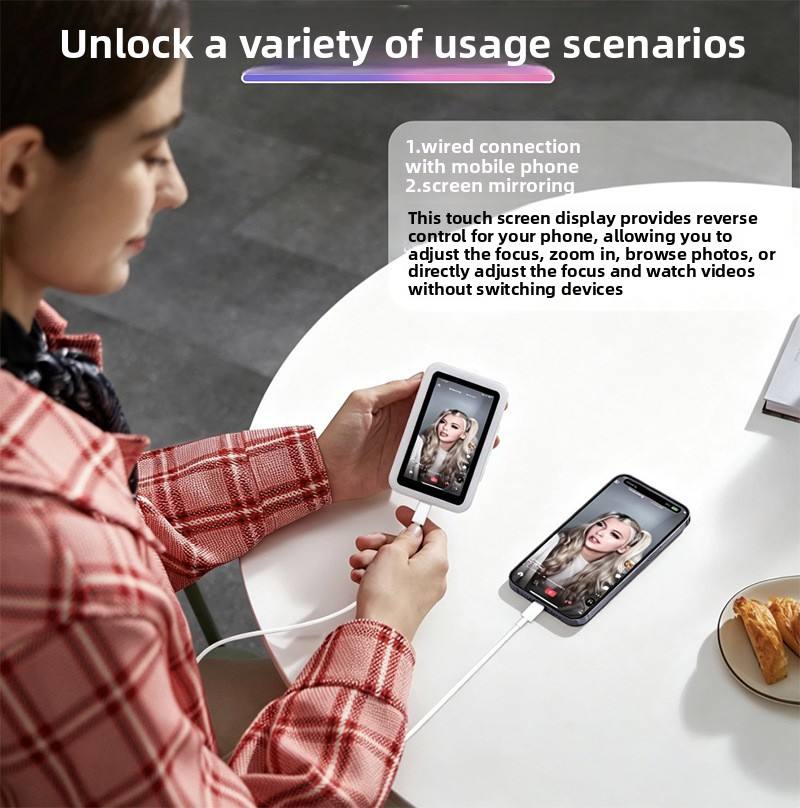 Light Vlog Selfie Monitor Screen for iPhone and Android ( with 4k 30 frame rate recording)