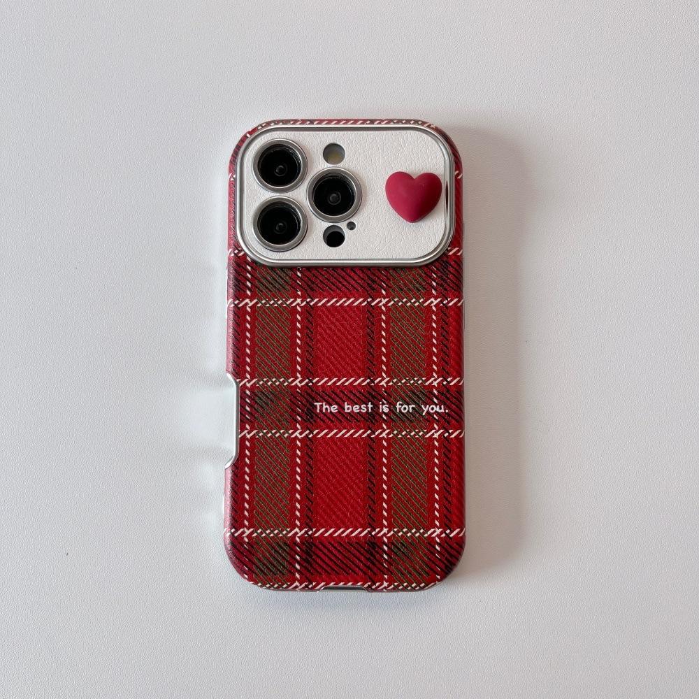 Red Plaid Heart Case For iPhone