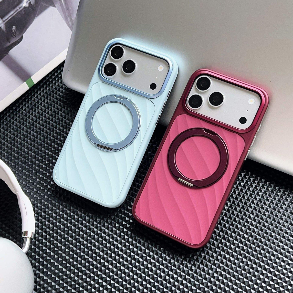 Diagonal Textured Magsafe Ring Phone Case for iPhone