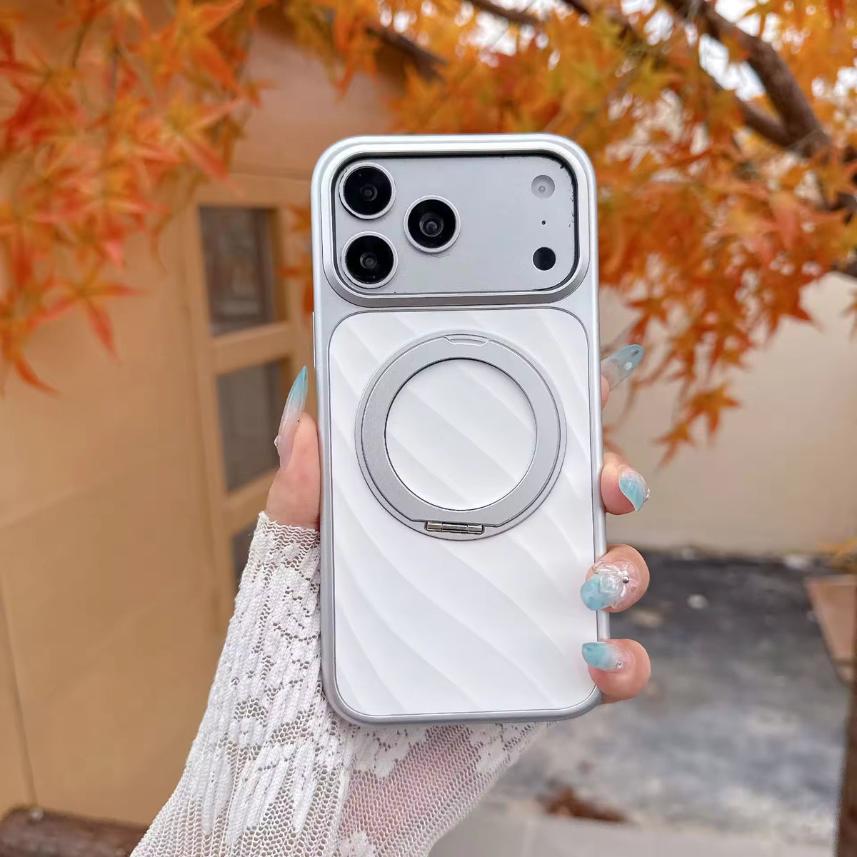 Diagonal Textured Magsafe Ring Phone Case for iPhone