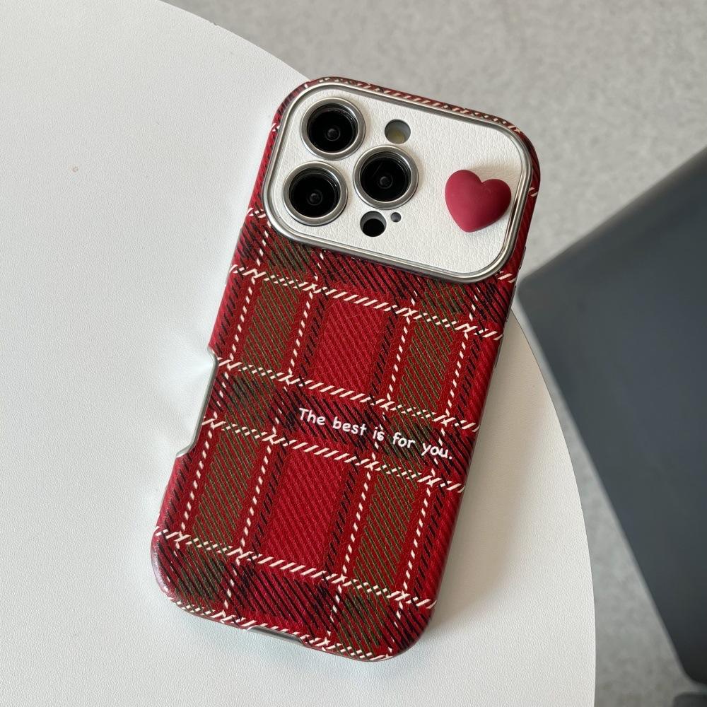 Red Plaid Heart Case For iPhone