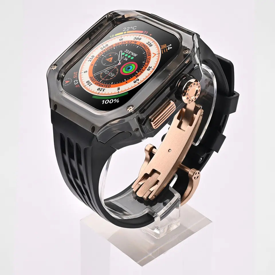 Auriglo Transparent 49mm mod kit watch case for apple ultra watch(BLACK)