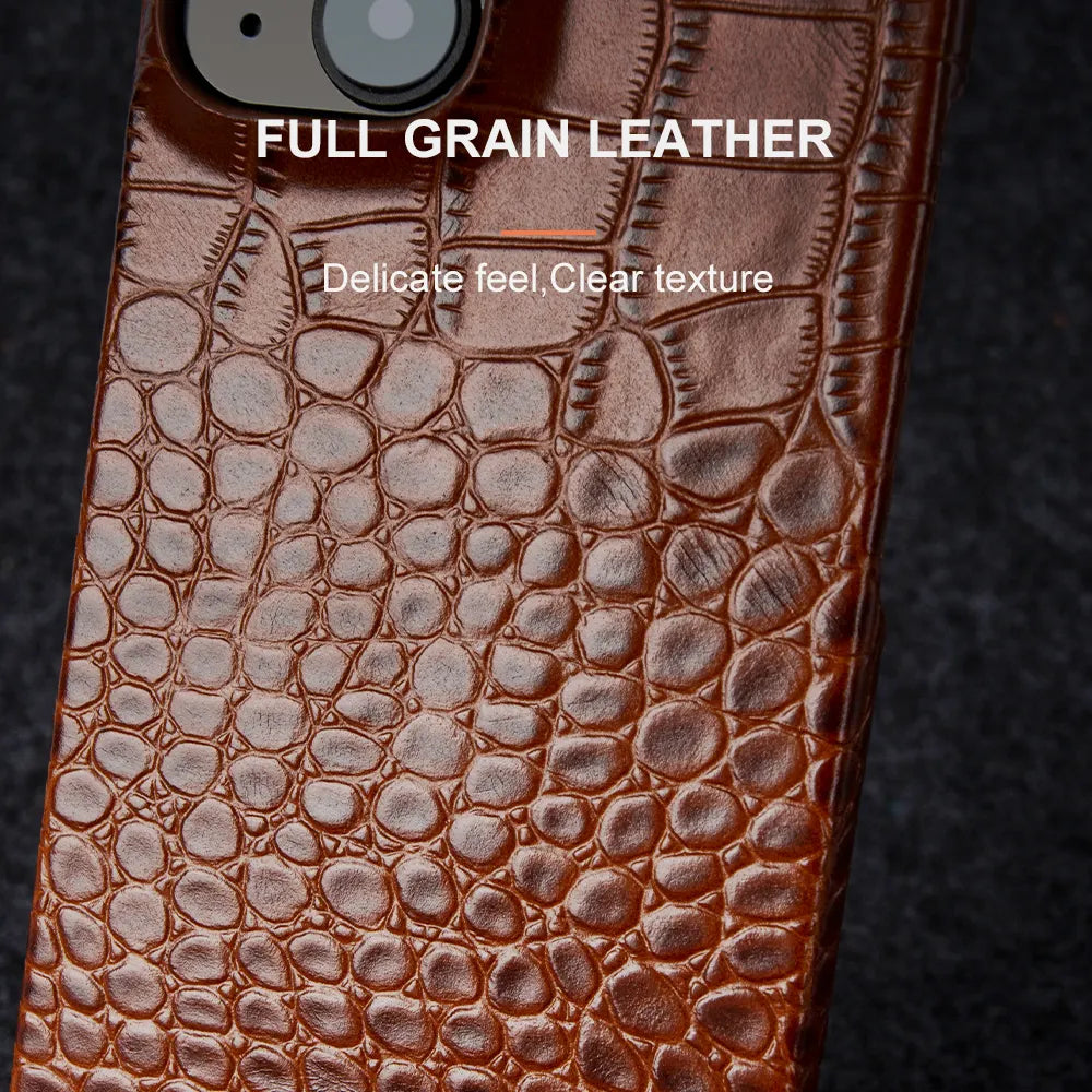 Auriglo Luxury Real Leather Phone Case with MagSafe (Crocodile pattern)
