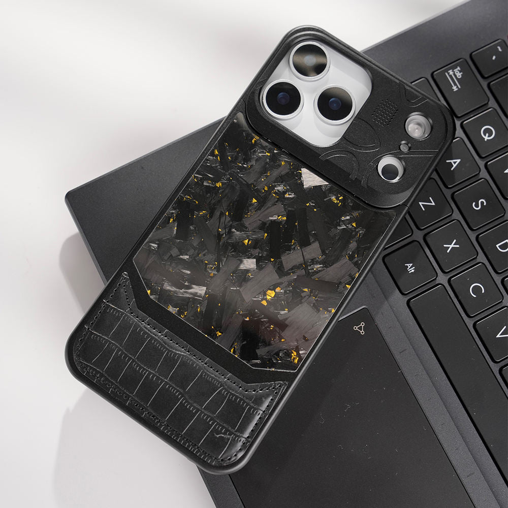 LeatherCarbon Metal Case For iPhone