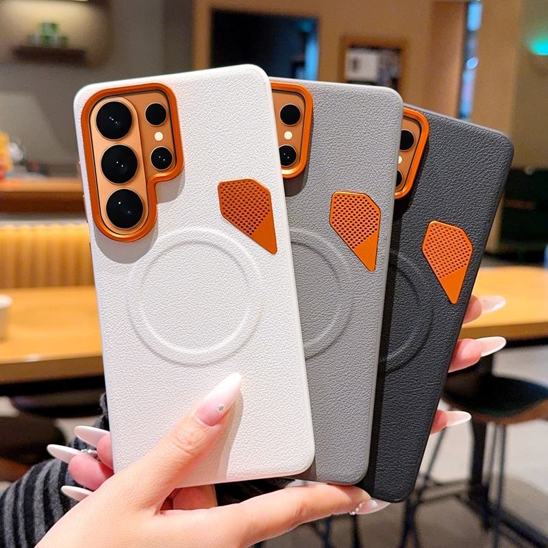 Magnetic Matte PU Case For Samsung