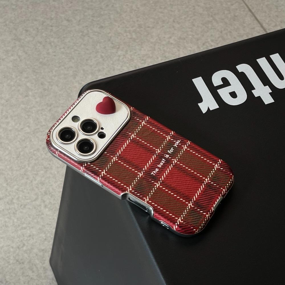 Red Plaid Heart Case For iPhone