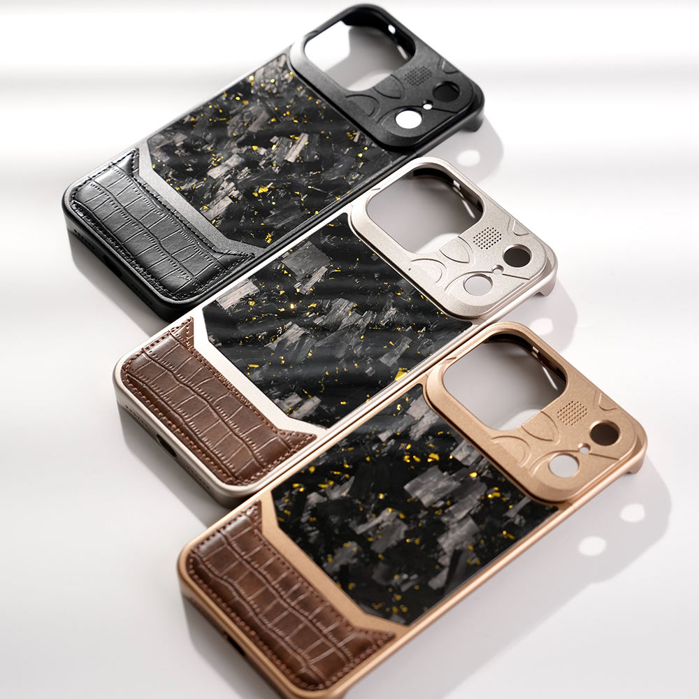 LeatherCarbon Metal Case For iPhone