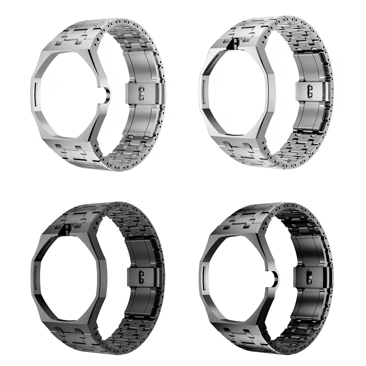 Luxury Stainless Steel Case with Metal Belt For Swatch (12 o'clock Position Crown)