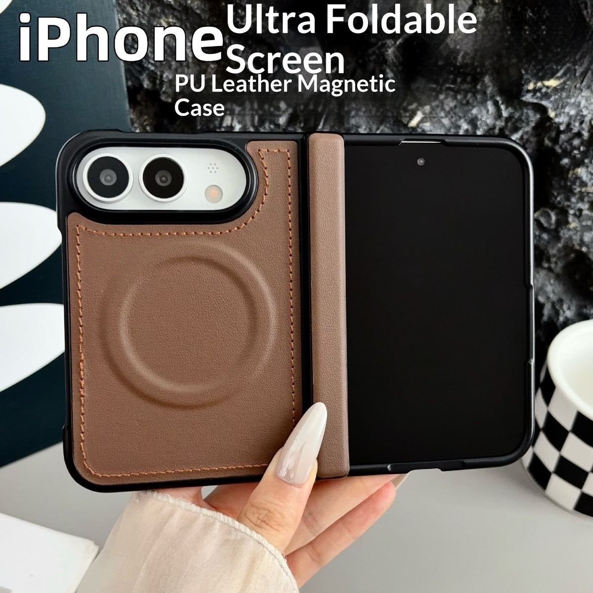 Stitched VeganLeather Texture Case For iPhone Duo