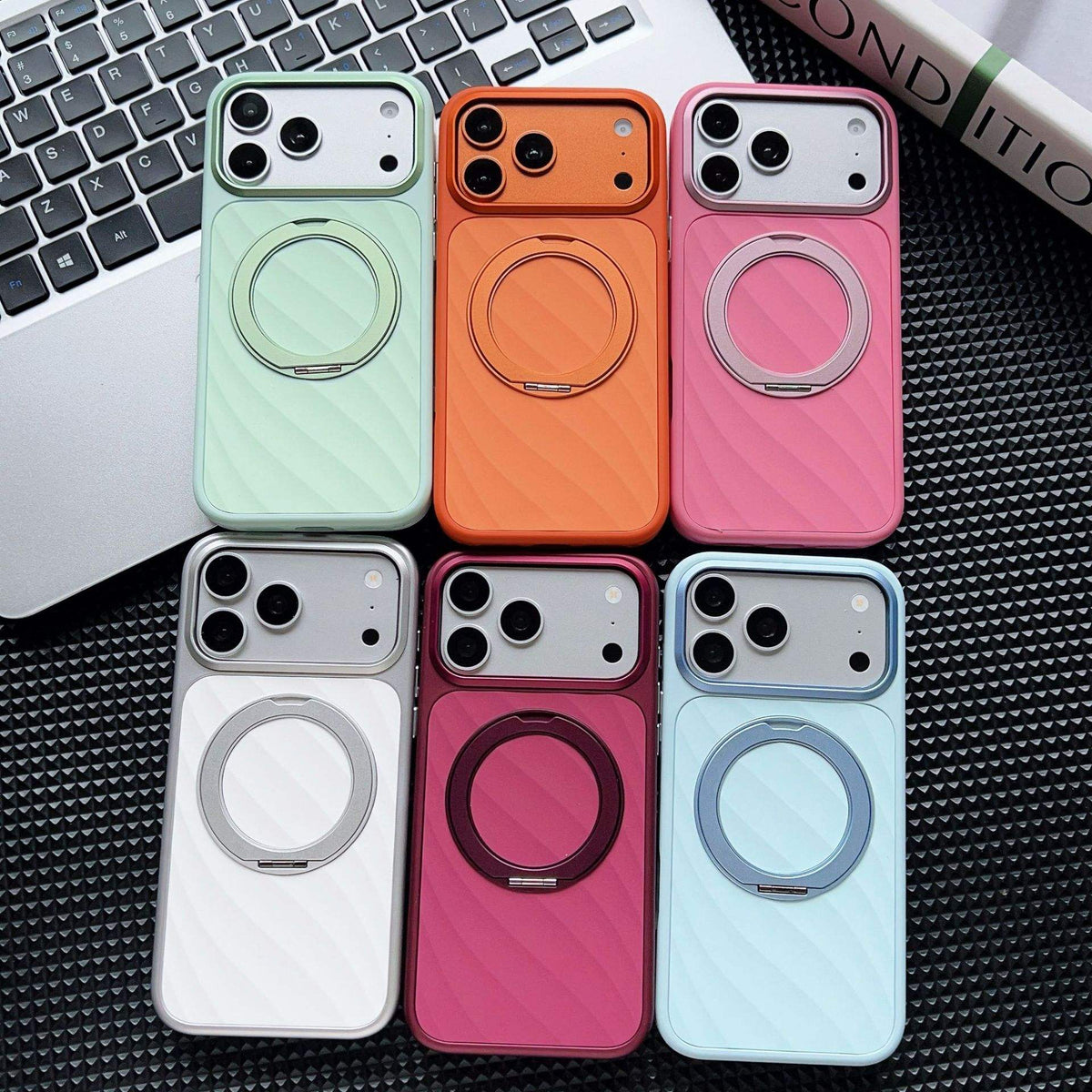 Diagonal Textured Magsafe Ring Phone Case for iPhone