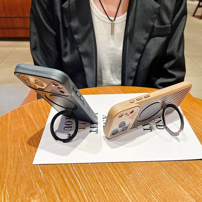 CarbonShield Ring Stand Case For iPhone