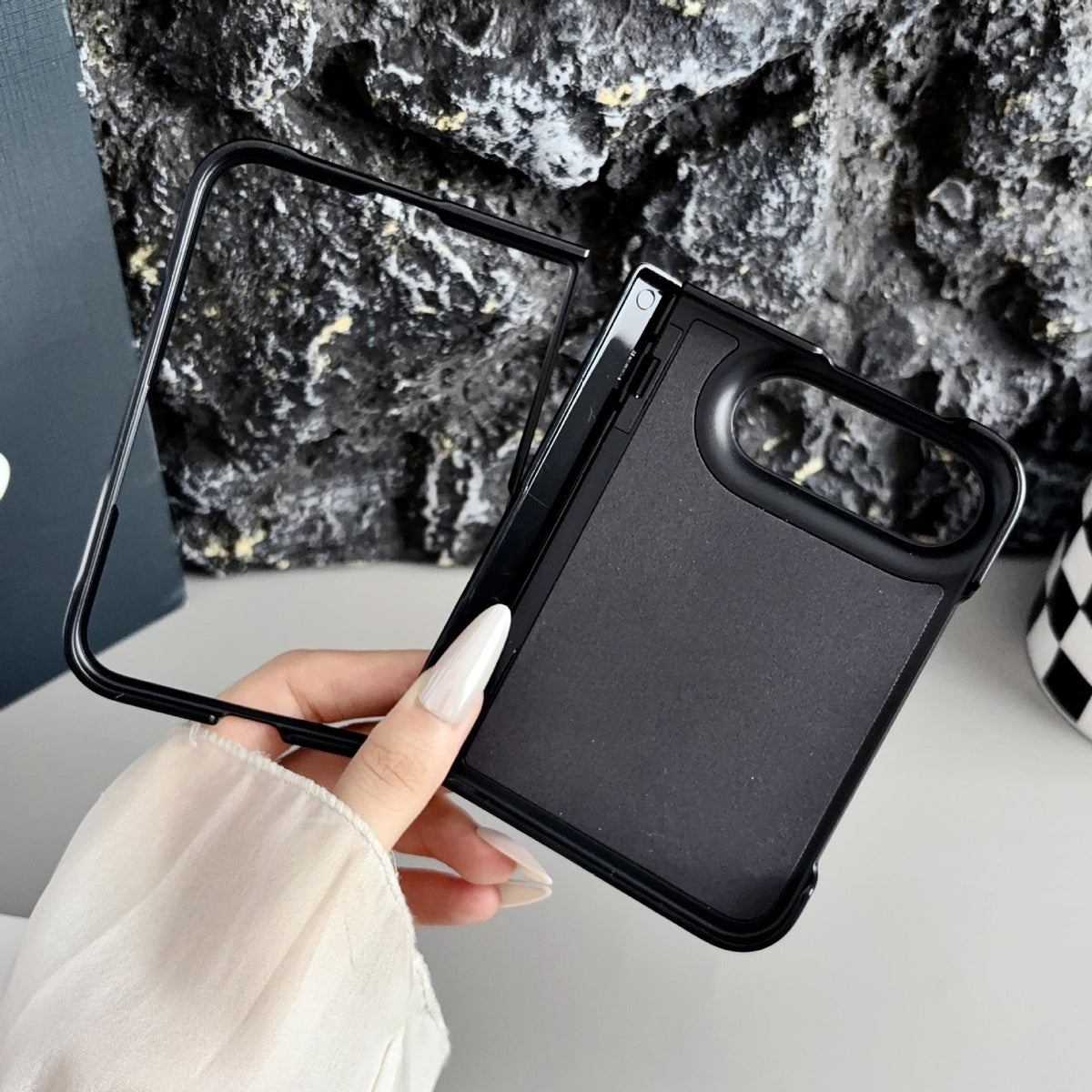 Stitched VeganLeather Texture Case For iPhone Duo