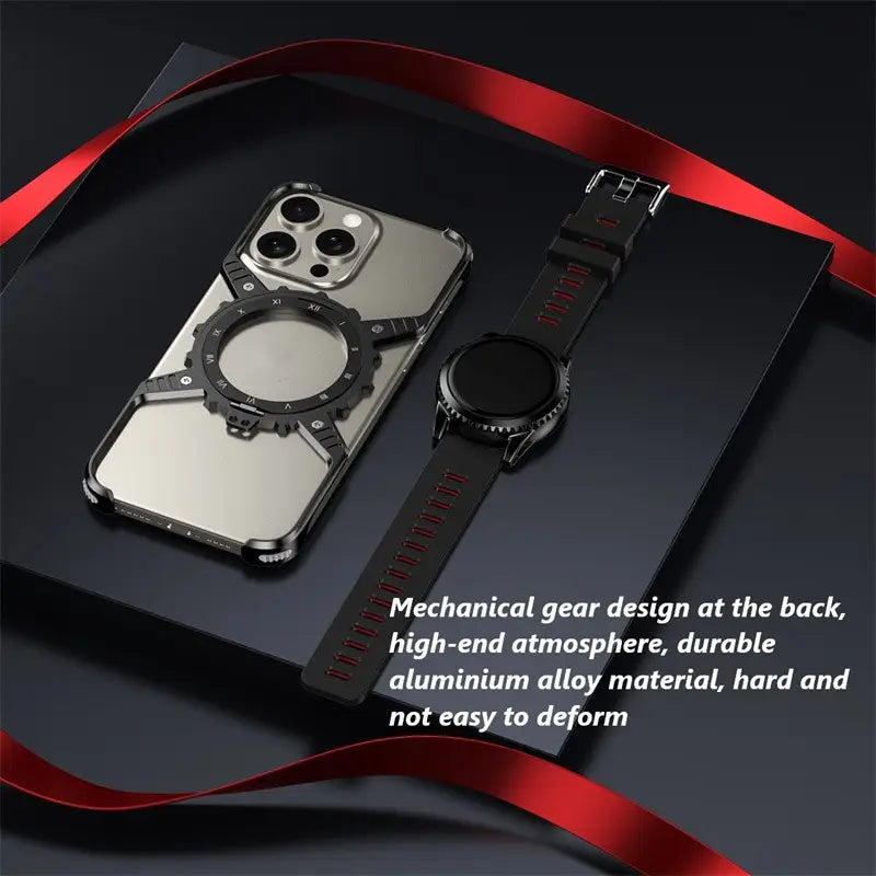 King X Mechanical Gear With Pivot Ring Stand Case For iPhone