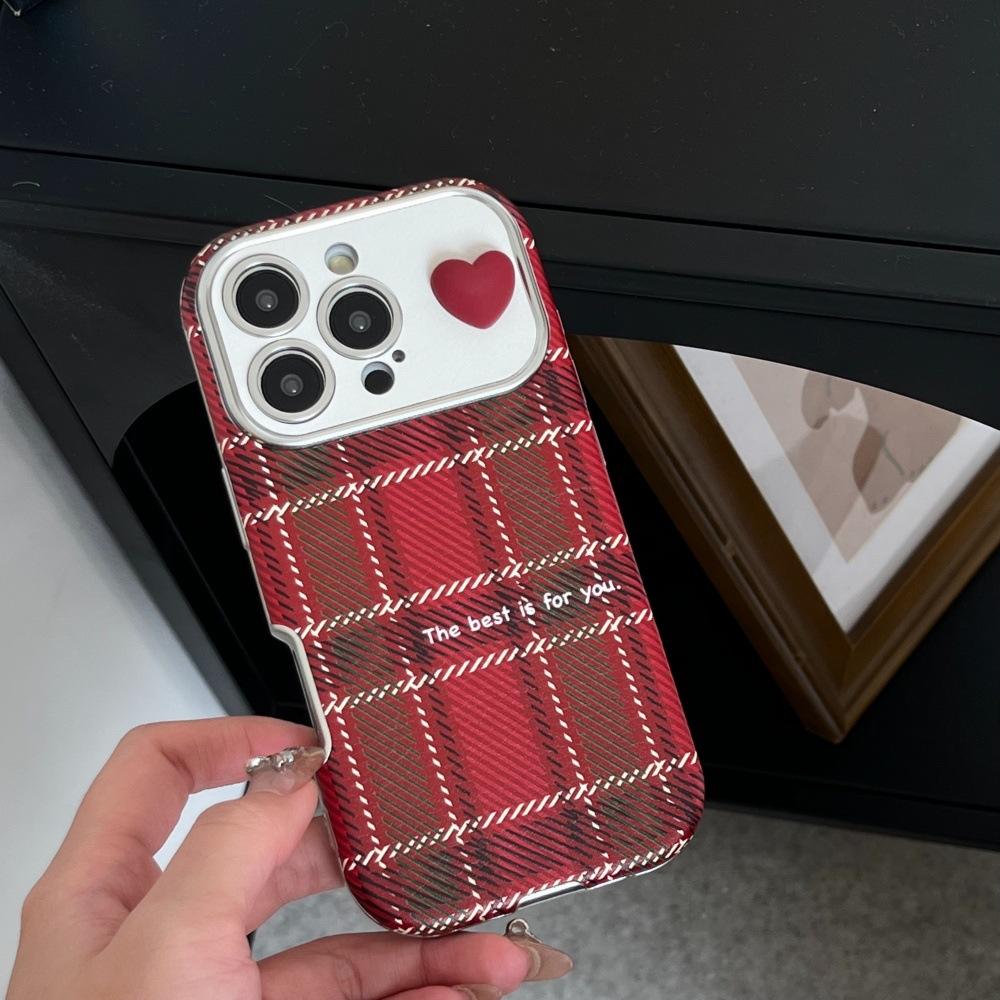 Red Plaid Heart Case For iPhone