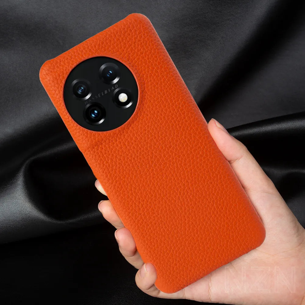 Genuine Leather Lychee Pattern Case For OnePlus