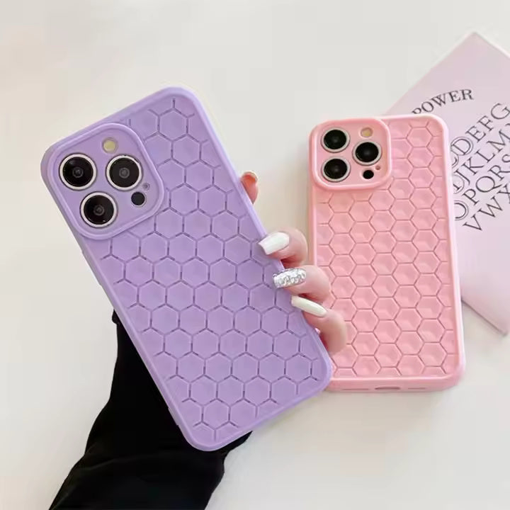 Hexagon Design Heat Dissipation TPU Case For iPhone