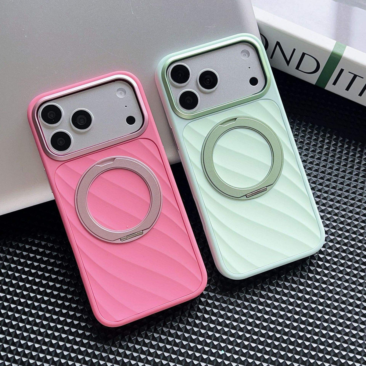 Diagonal Textured Magsafe Ring Phone Case for iPhone