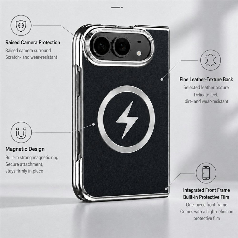 Magnetic Folio Case With Leather Texture Back for iPhone Duo