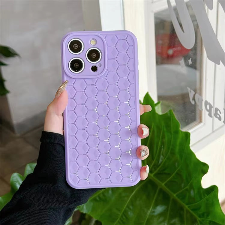 Hexagon Design Heat Dissipation TPU Case For iPhone