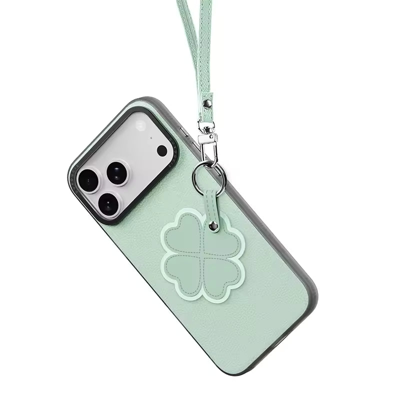 Decorative Leather Phone Case with Wrist Strap for iPhone