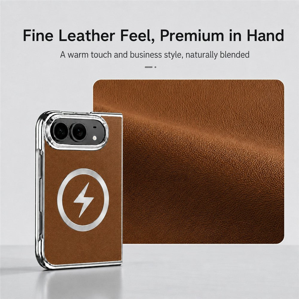 Magnetic Folio Case With Leather Texture Back for iPhone Duo