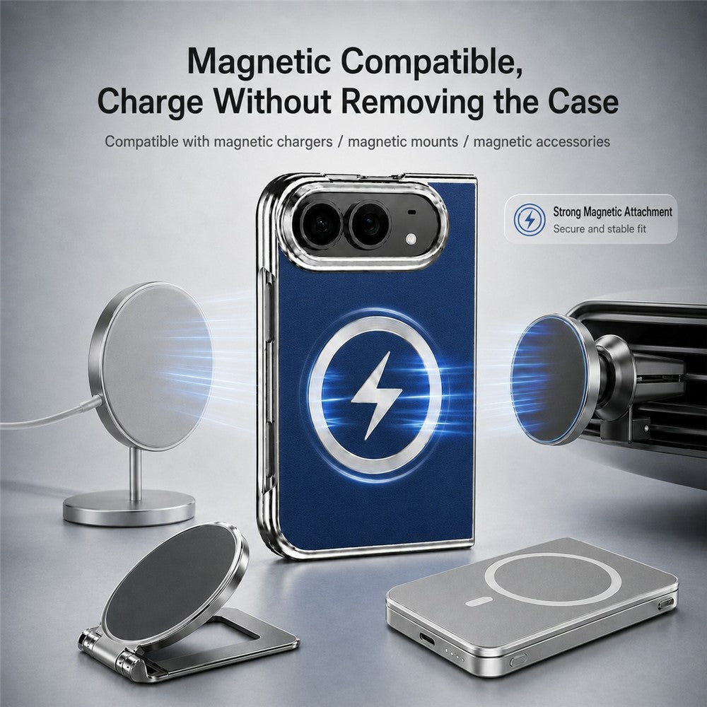 Magnetic Folio Case With Leather Texture Back for iPhone Duo