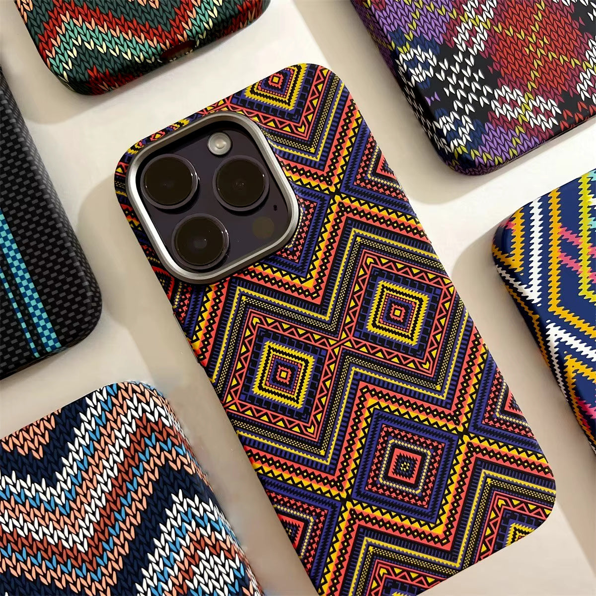 ColorBurst Texture Magnetic Carbon Fiber Case For iPhone