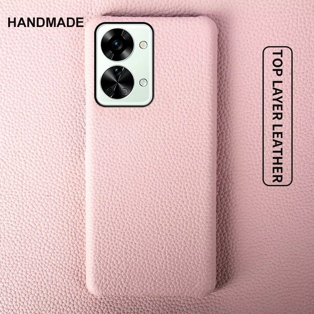 Genuine Leather Lychee Pattern Case For OnePlus Nord