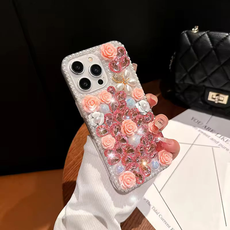 RoseBloom Pearl Crystal Case For iPhone