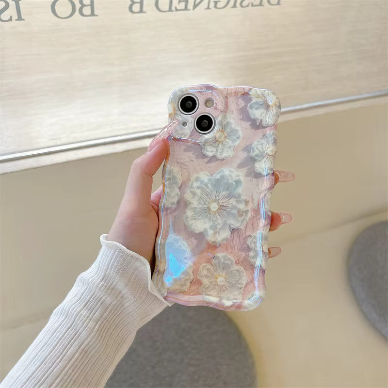 OilPaint White Flower Case For iPhone