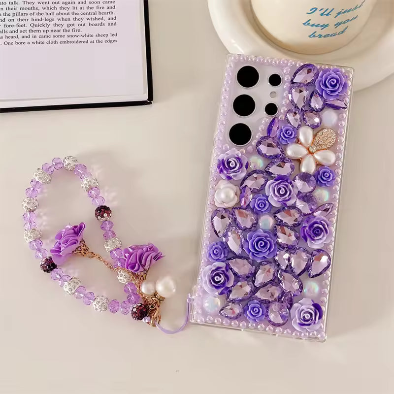 RoseBloom Pearl Crystal Case For Samsung