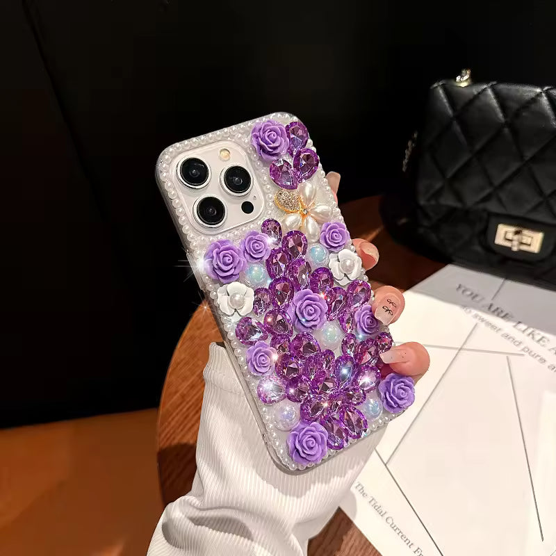 RoseBloom Pearl Crystal Case For iPhone