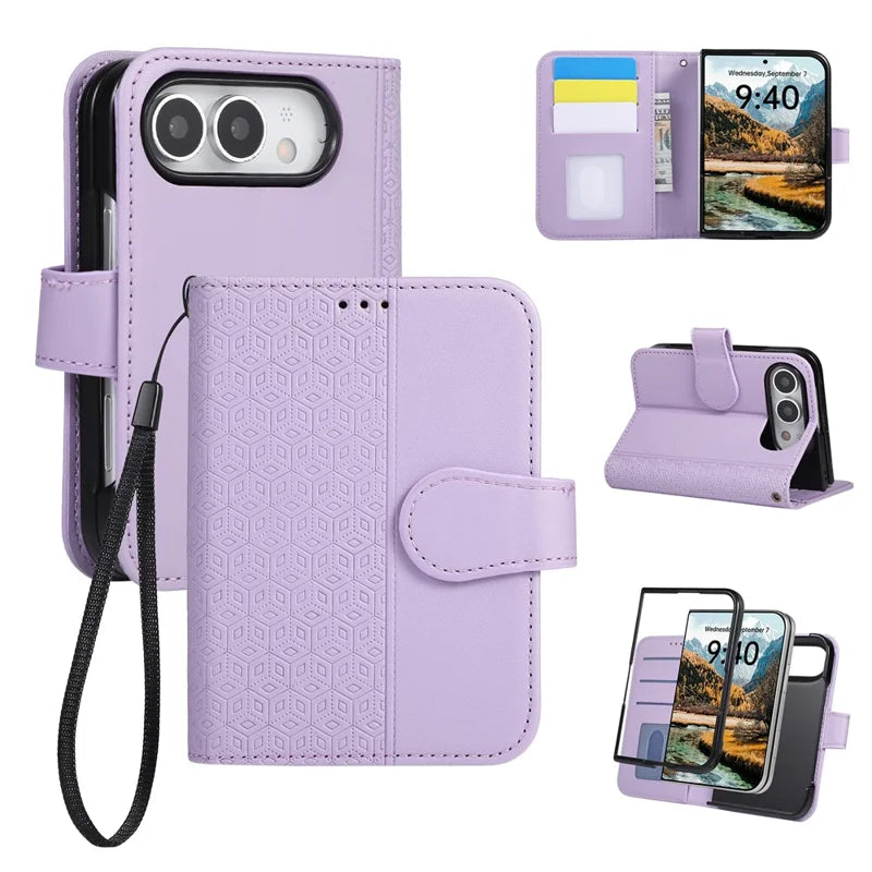 Magnetic Rhombus Leather Wallet Case For iPhone Duo