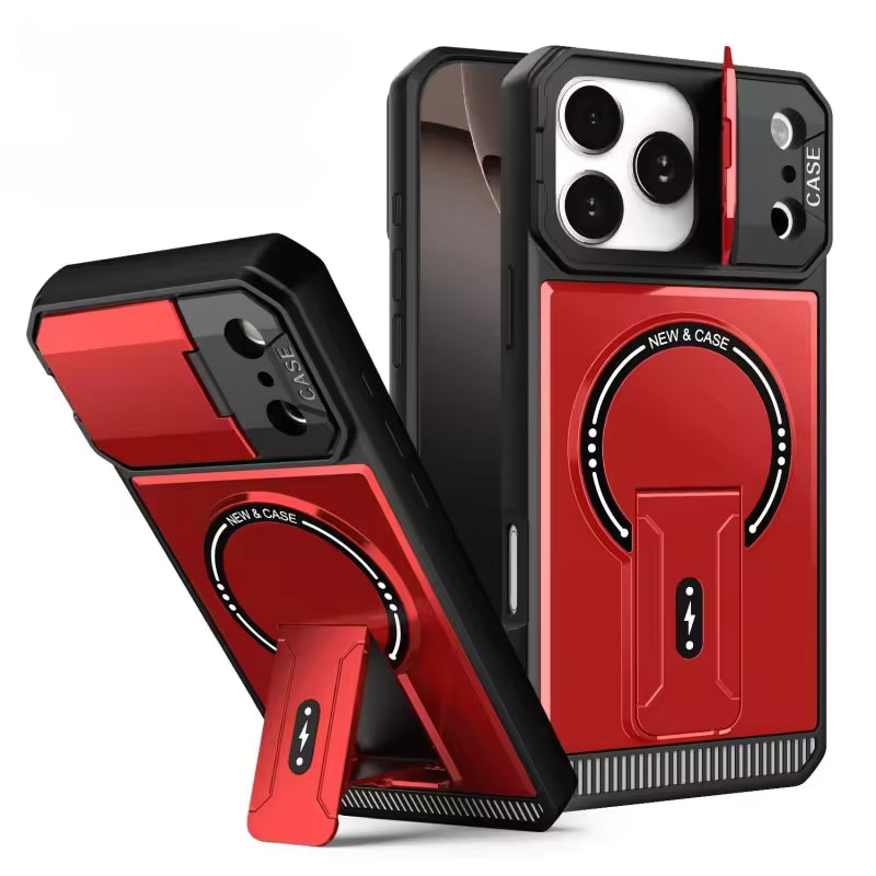 Lens And Back Kickstand Case For iPhone