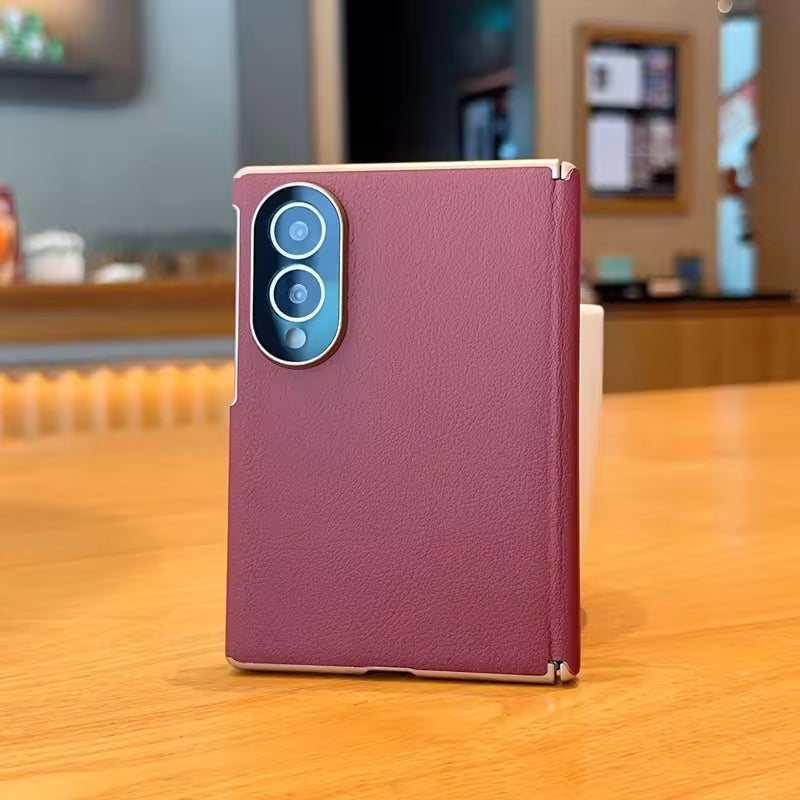 GoldBorder Lychee Pattern Case For Samsung Fold