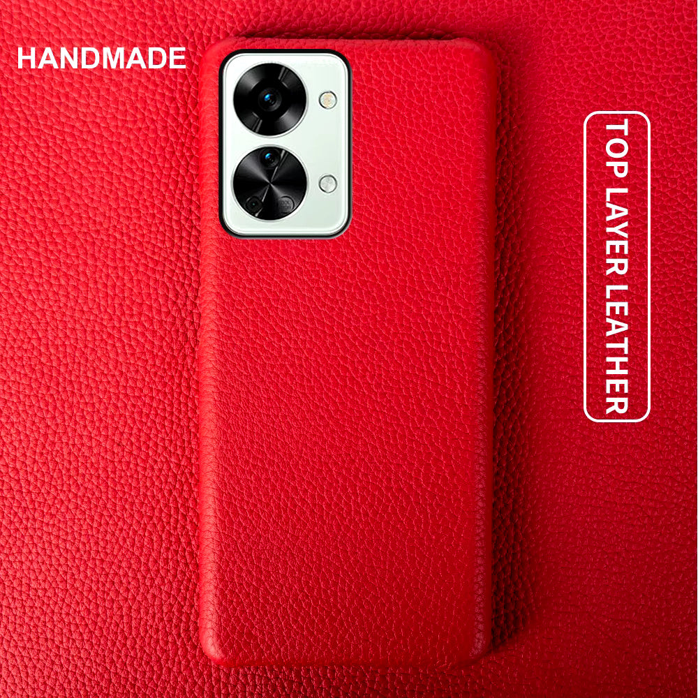 Genuine Leather Lychee Pattern Case For OnePlus Nord